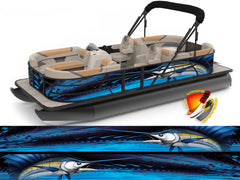 Blue Marlin Fish Vinyl Boat Wrap Decal Fishing Bass Pontoon Sportsman Tenders Console Bowriders Deck Boat Watercraft Decal etc..Boat Wrap Decal