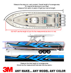 Blue, White  and Black  Lines Modern Graphic Vinyl Boat Wrap Fishing Bass  Pontoon Decal Watercraft etc.. Boat Wrap Decal