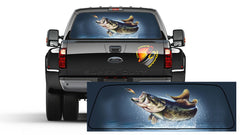 Bass Fishing Seabass blue Rear Window Graphic Decal Tint Perf Sticker for Truck   SUV