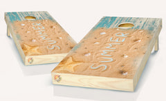 Beach Summer Shells Cornhole Board Vinyl Wrap Laminated Sticker Set Decal