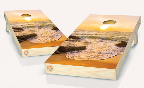 Beach Sunset Tropical Cornhole Board Vinyl Wrap Laminated Decal Sticker Set