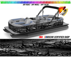 Black Gray and Light Gray Thorns Graphic Vinyl Boat Wrap Decal Fishing Pontoon Sportsman Console Bowriders Deck Boat Watercraft  All boats Decal