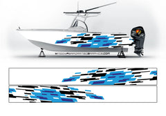 Blue and Light Blue Abstract  Modern Lines Graphic Boat Vinyl Wrap Decal Fishing Bass Pontoon Decal Sportsman Boat Decal