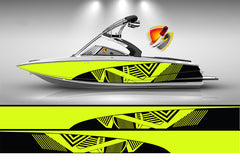 Bright Yellow and Black Modern Lines Graphic Vinyl Boat Wrap Decal Fishing Pontoon Sportsman Console Bowriders Deck Boat Watercraft Decal All Boats Decal