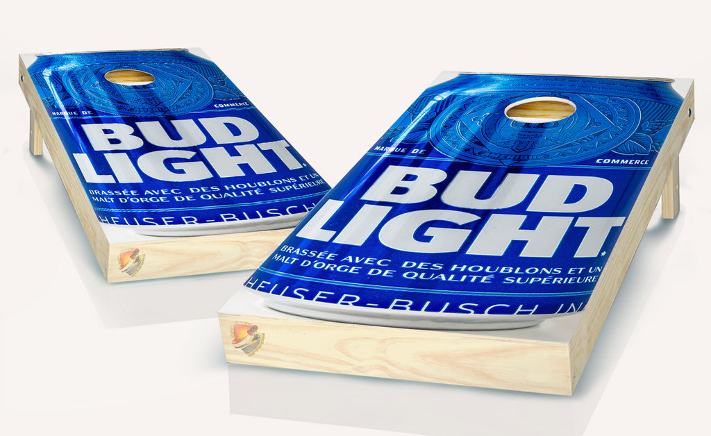 Bud Light Beer Blue Cornhole Board Vinyl Wrap Skins Laminated Sticker Set Decal