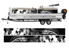 Camo Black and White Marlin Fish Graphic Boat Vinyl Wrap Fishing  Pontoon Sportsman Tenders Skiffs  Bowriders Deck Boats Sea Water Decal Watercraft etc... Boat Wrap Decal