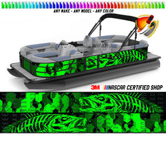 Camo Lime Green Seabass Graphic Boat Vinyl Wrap Decal Fishing Bass Pontoon Decal Bowriders Deck Watercraft Any Model Boat