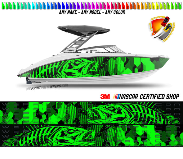 Dark Green and Black Lines Modern Graphic Vinyl Boat Wrap Fishing Bass – We  Print Vinyl Wraps