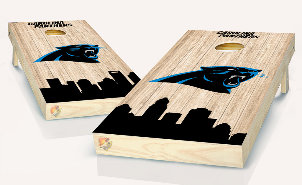 Carolina Panthers Beige Wood Cornhole Board Vinyl Wrap Laminated Sticker Set Decal
