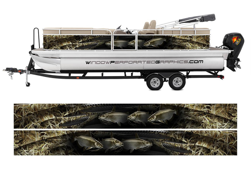Catfish Camouflage Graphic Vinyl Boat Wrap Bass Fishing Pontoon Sports – We Print Vinyl Wraps LLC