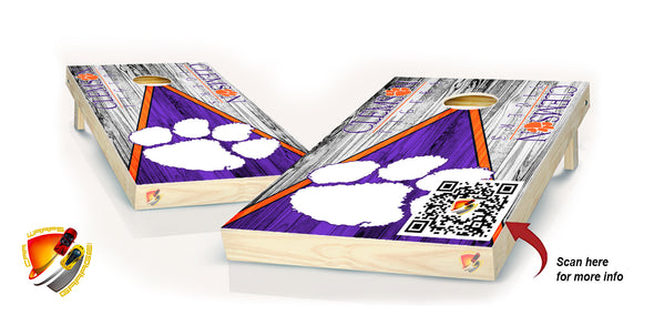 Clemson Tigers Purple Board Cornhole Board Vinyl Wrap Laminated Sticker Set Decal