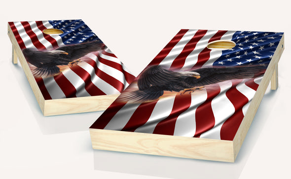 American Flag Eagle  Cornhole Board Vinyl Wrap Laminated Sticker Set