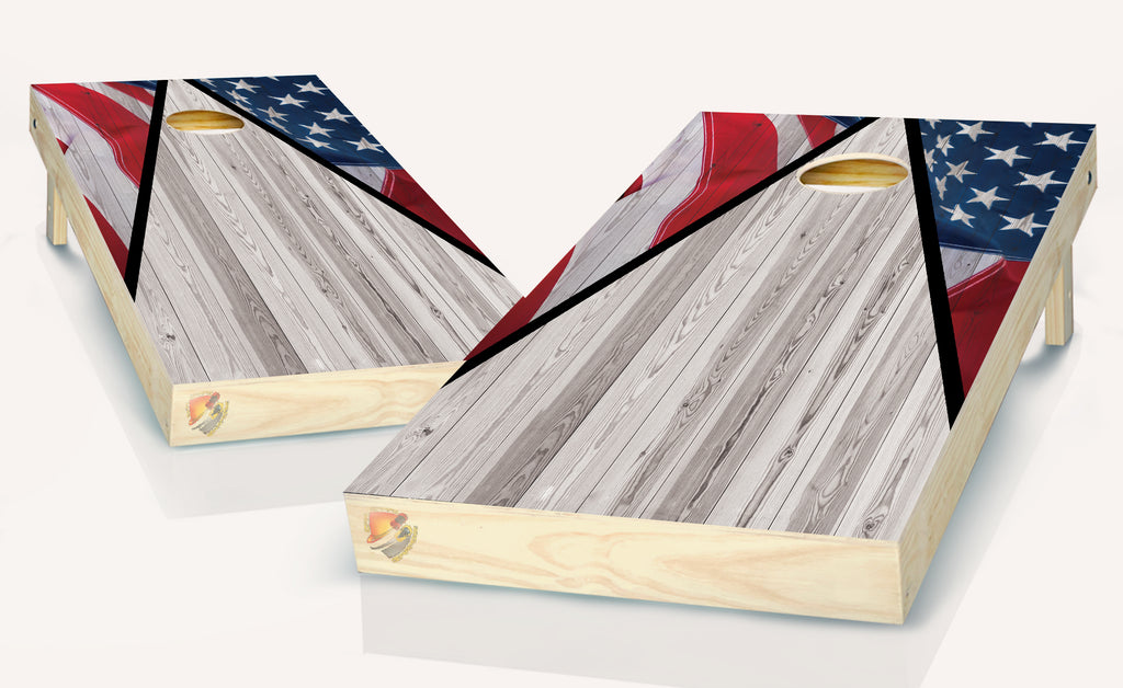 Cornhole American Flag Patriotic Light Board Vinyl Wrap Laminated Sticker Set Decal