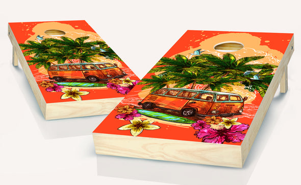 Cornhole Tropical Beach Cornhole Board Vinyl Wrap Laminated Sticker Set