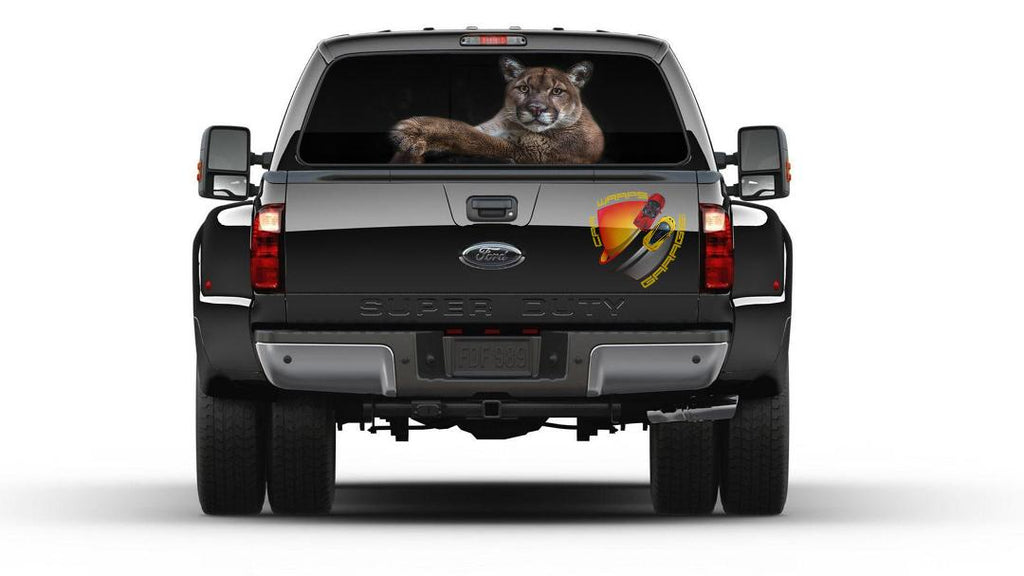Cougar  Rear Window Graphic Decal Tint Perf Sticker Truck