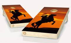 Cowboy on Horse Cornhole Board Vinyl Wrap Laminated Sticker Set Decal