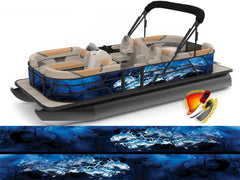 Dark Blue Smoky Fishes Graphic Vinyl Boat Wrap Decal Fishing Bass Pontoon Sportsman Tenders Console Bowriders Deck Boat Watercraft Decal For all Boats