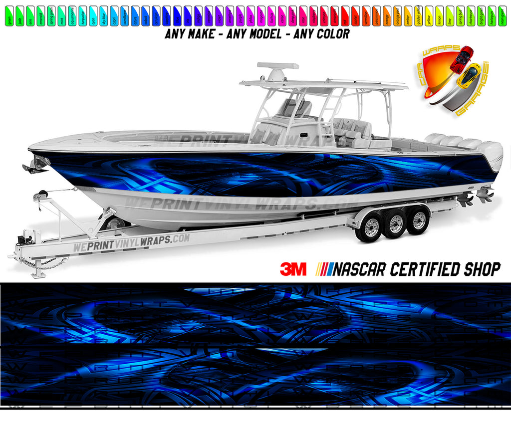 Dark Blue Cloudy Graphic Vinyl Boat Wrap Decal Fishing Pontoon Sportsman Console Bowriders Deck Boat Watercraft  All boats Decal