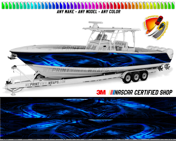 Dark Blue Cloudy Graphic Vinyl Boat Wrap Decal Fishing Pontoon Sportsman Console Bowriders Deck Boat Watercraft  All boats Decal