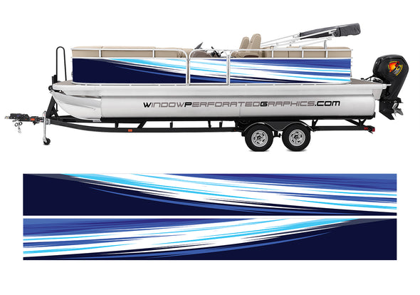 Dark Blue & Light Blue  Modern Lines Graphic Boat Vinyl Wrap Decal Fishing Bass Pontoon Decal Sportsman Boat All Boats Decal