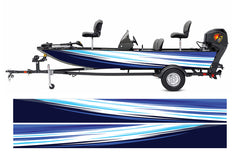 Dark Blue & Light Blue  Modern Lines Graphic Boat Vinyl Wrap Decal Fishing Bass Pontoon Decal Sportsman Boat All Boats Decal