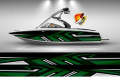 Dark Green and Black Lines Modern Graphic Vinyl Boat Wrap Fishing Bass Pontoon Decal Sportsman Console Bowriders Deck Boat Watercraft Decal
