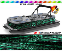 Dark Green and Light Green  Graphic Vinyl Boat Wrap Decal Fishing Pontoon Sportsman Console Bowriders Deck Boat Watercraft  All boats Decal