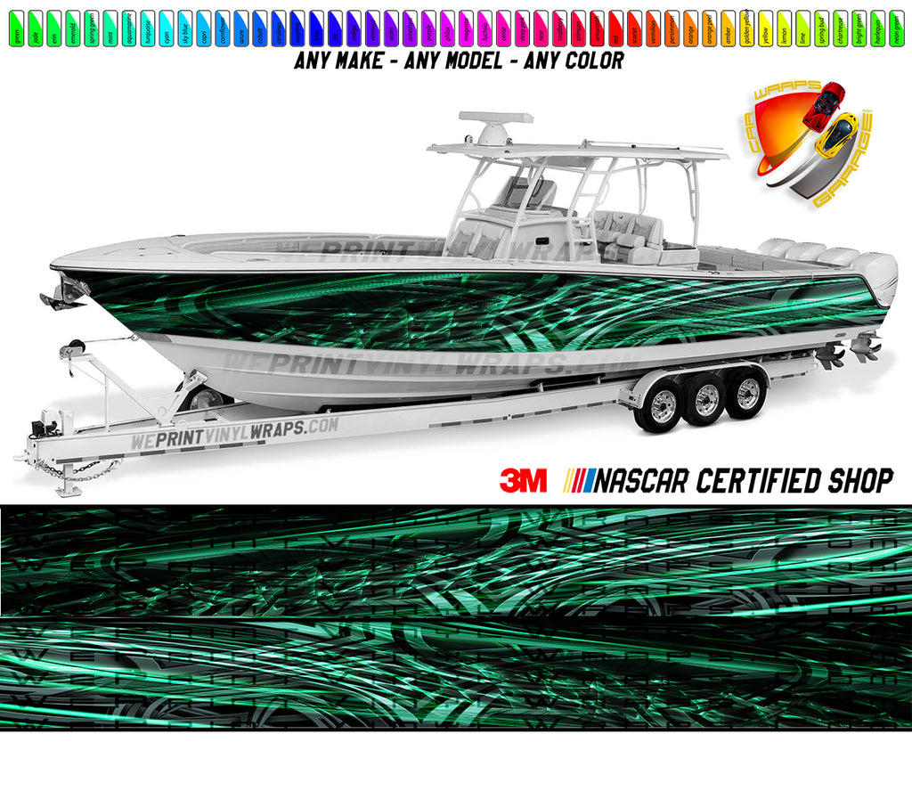 Dark Green and Light Green Graphic Vinyl Boat Wrap Decal Fishing Ponto – We  Print Vinyl Wraps