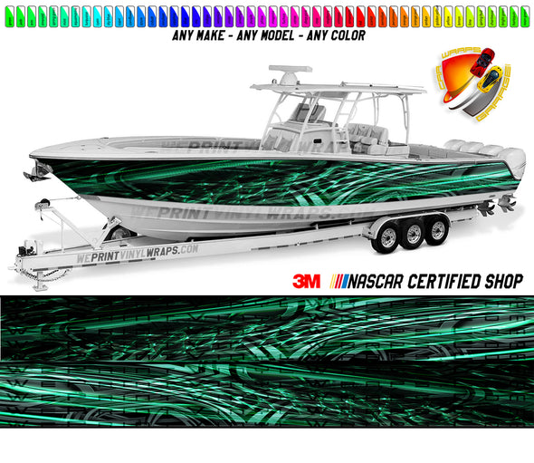 Dark Green and Light Green  Graphic Vinyl Boat Wrap Decal Fishing Pontoon Sportsman Console Bowriders Deck Boat Watercraft  All boats Decal