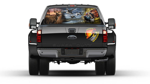 Deer Duck Turkey Hunting Fishing Rear Window Perforated Graphic Decal Truck