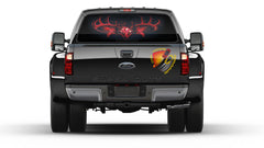 Deer Red Skulls Hunting Rear Window Graphic Perforated Decal Vinyl Pickup Truck