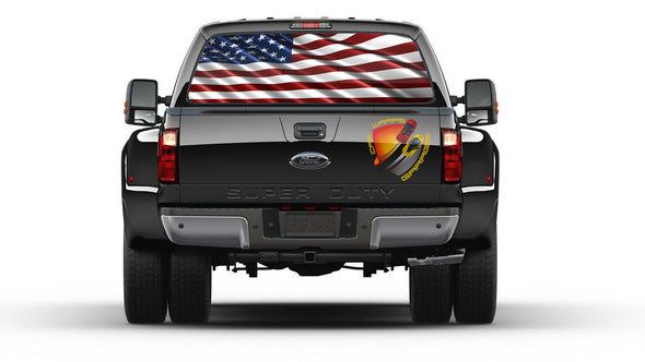 AMERICAN FLAG Patriotic  Rear Window Perforated  Graphic Decal Truck