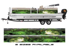 Green Seabass Big Fish Graphic Vinyl Boat Wrap Decal Fishing Bass Pontoon Sportsman Tenders Console Bowriders Deck Boat Watercraft Decal For all Boats