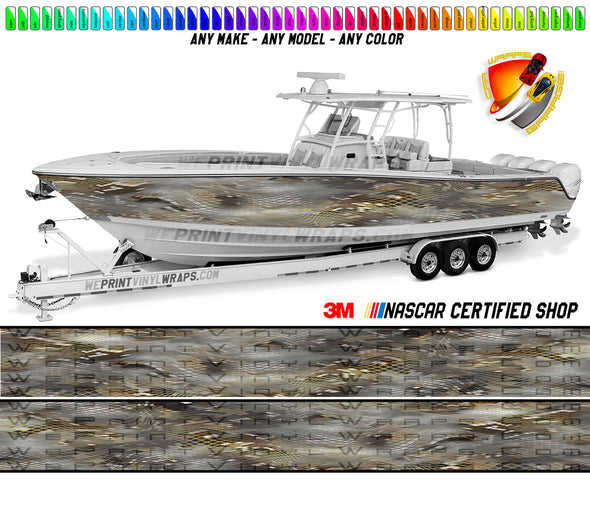 Gold Camo Graphic Vinyl Boat Wrap Decal Fishing Pontoon Sportsman Console Bowriders Deck Boat Watercraft  All boats Decal