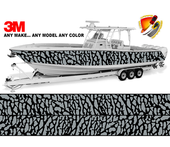 Gray and Black Nascar Graphic Vinyl Boat Wrap Pontoon Watercraft Sportsman Tenders Console Bowriders Deck Boat All Boats Decal