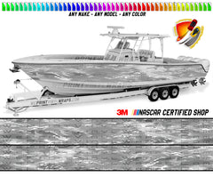 Gray and White Camo Graphic Vinyl Boat Wrap Decal Fishing Pontoon Sportsman Console Bowriders Deck Boat Watercraft  All boats Decal