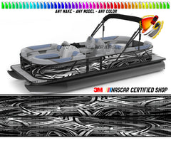 Gray and White Oval Graphic Vinyl Boat Wrap Decal Fishing Pontoon Sportsman Console Bowriders Deck Boat Watercraft  All boats Decal