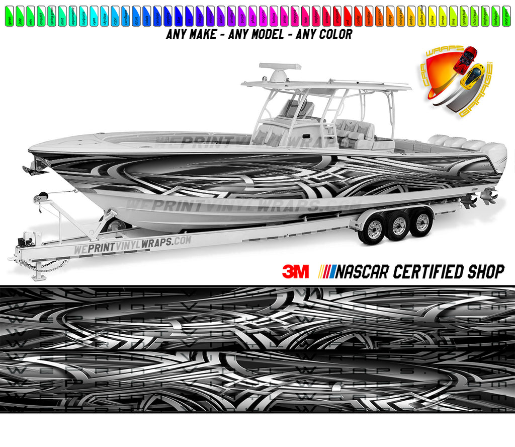 Gray and White Oval Graphic Vinyl Boat Wrap Decal Fishing Pontoon Spor – We  Print Vinyl Wraps