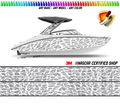 Gray and White Sea Camo Graphic Vinyl Boat Wrap Decal Pontoon Sportsman Console Bowriders Deck Watercraft Any Model Boat