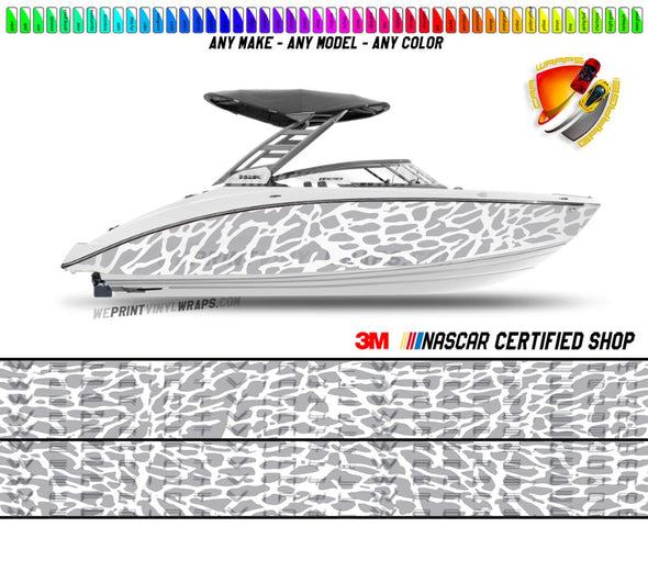 Gray and White Sea Camo Graphic Vinyl Boat Wrap Decal Pontoon Sportsman Console Bowriders Deck Watercraft Any Model Boat