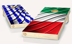 Greek and Italy Flag Cornhole Board Vinyl Wrap Laminated Sticker Decal Set