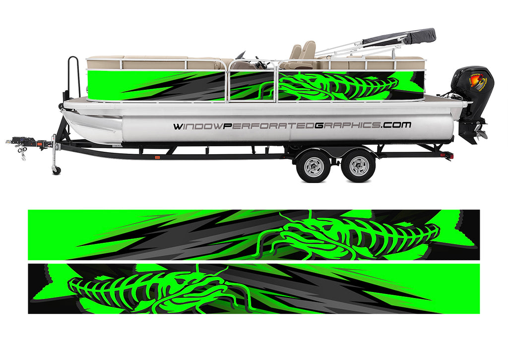 Green Lime Catfish Graphic Vinyl Boat Wrap Bass Fishing Pontoon Sportsman  Sea Water All Boats Decal