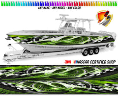 Green Lime Checkered Graphic Vinyl Boat Wrap Decal Fishing Pontoon Sportsman Console Bowriders Deck Boat Watercraft  All boats Decal