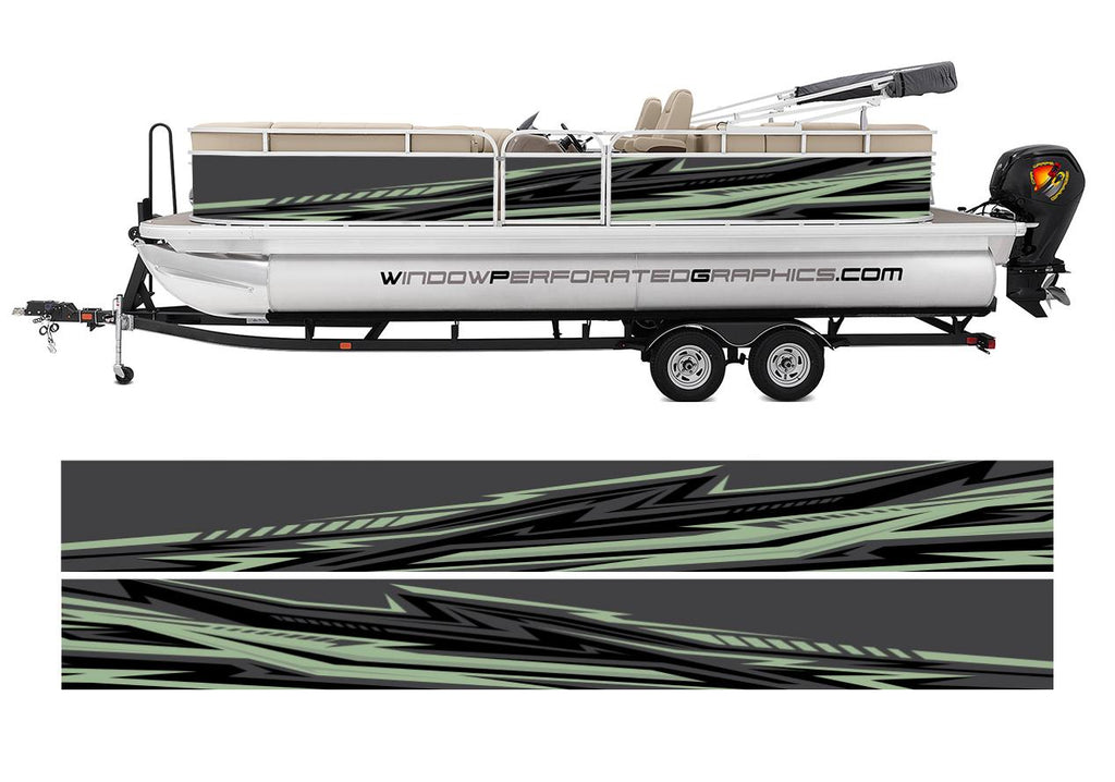 Green Sage Modern Lines Graphic Boat Vinyl Wrap Fishing Pontoon Decal – We  Print Vinyl Wraps