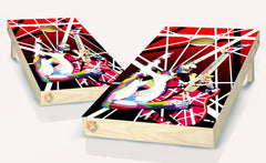 Guitar Van Halen  Cornhole Board Vinyl Wrap Laminated Sticker Set Decal