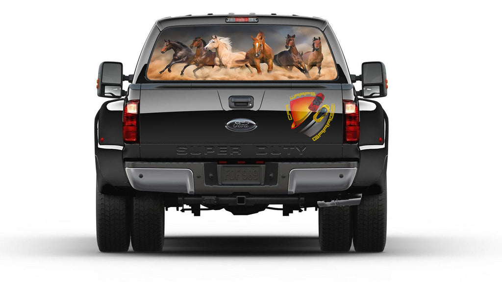 Horses Brown Running Perf Rear Window Graphic Decal SUV Truck