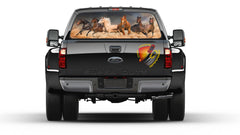 Horses Brown Running Perf Rear Window Graphic Decal SUV Truck