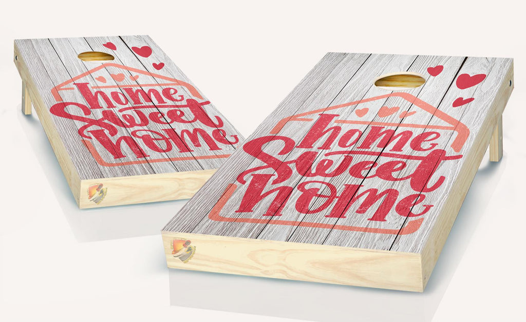 Home Sweet  Home Hearts Cornhole Board Vinyl Wrap Skins Laminated Sticker Set Decal