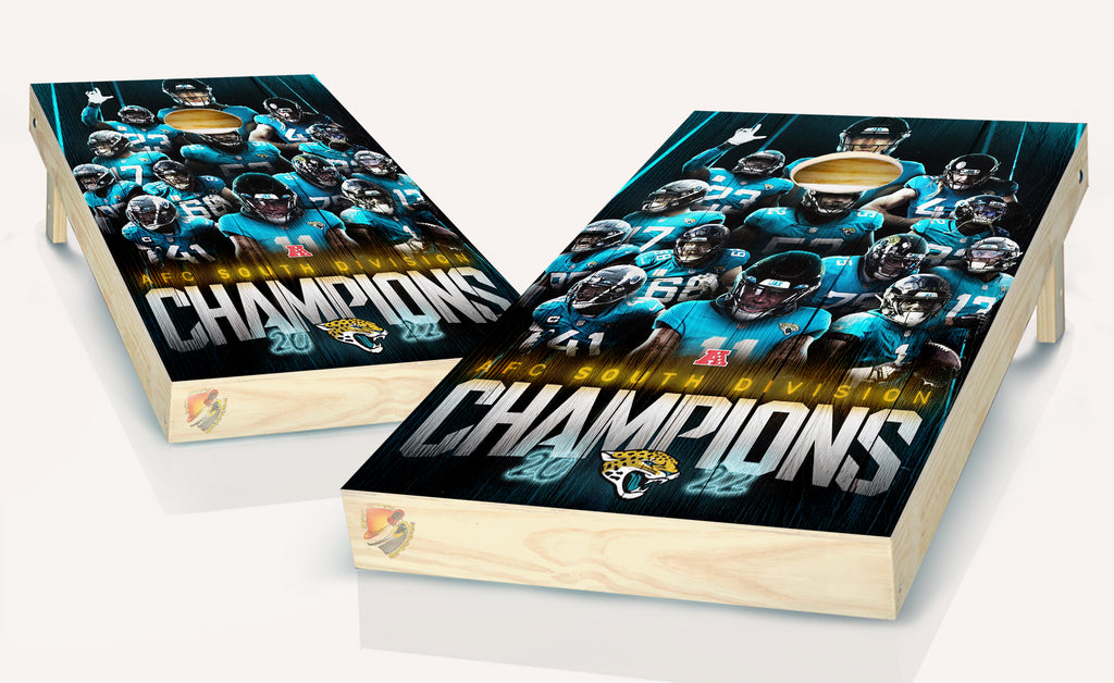 Jacksonville Jaguars Champions  Cornhole Board Vinyl Wrap Laminated Sticker Set Decal
