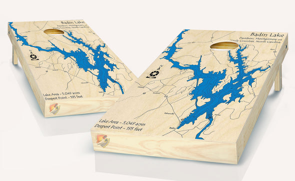 Lake Badin Cornhole Board Vinyl Wrap Skins Laminated Sticker Set Decal